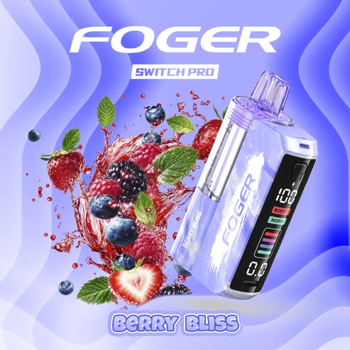 BERRY-BLISS Berry Bliss Pro Kit with prefilled mixed-berry pod seated on the Foger Switch Pro 850mAh power bank dock