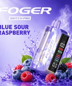 Blue sour raspberry kit — prefilled Foger Switch Pro pod clicked onto the 850mAh power bank dock
