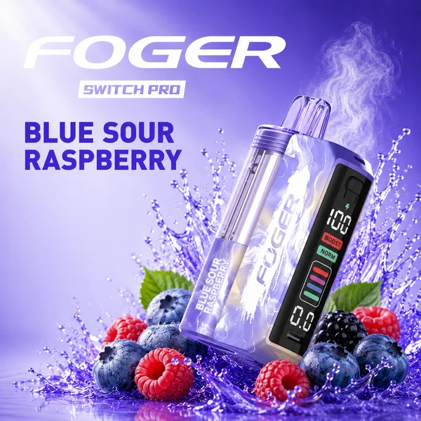 BlueSourRaspberry Blue sour raspberry kit — prefilled Foger Switch Pro pod clicked onto the 850mAh power bank dock