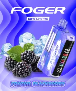 Frozen Blackberry Kit with its prefilled pod clicked onto the Foger Switch Pro power bank dock
