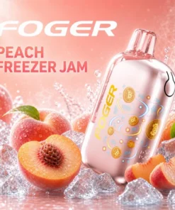 Peach Freezer Jam 35K Foger Bit disposable with Bitcoin chip-board artwork under a clear shell