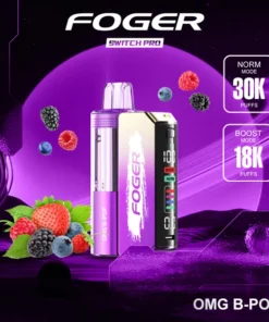 Foger Switch Pro omg b pop kit with the berry pod clicked onto the reusable power bank dock