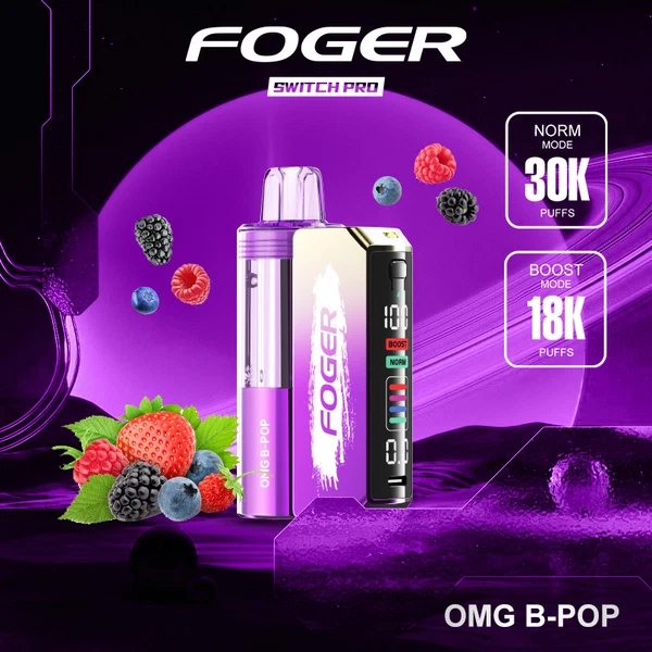 OMG-B-POP Foger Switch Pro omg b pop kit with the berry pod clicked onto the reusable power bank dock