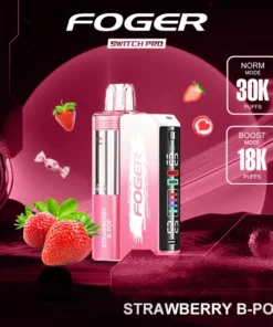 Strawberry b pop kit with the prefilled pod clicked into the reusable 850mAh power bank dock