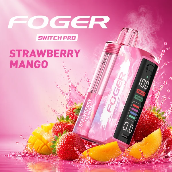 StrawberryMango Strawberry mango pro kit by Foger with the prefilled 19mL pod clicked into the 850mAh magnetic power bank