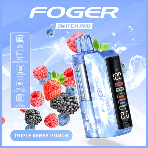 Triple-Berry-Punch Triple berry punch kit with prefilled berry pod clicked onto the reusable power bank dock