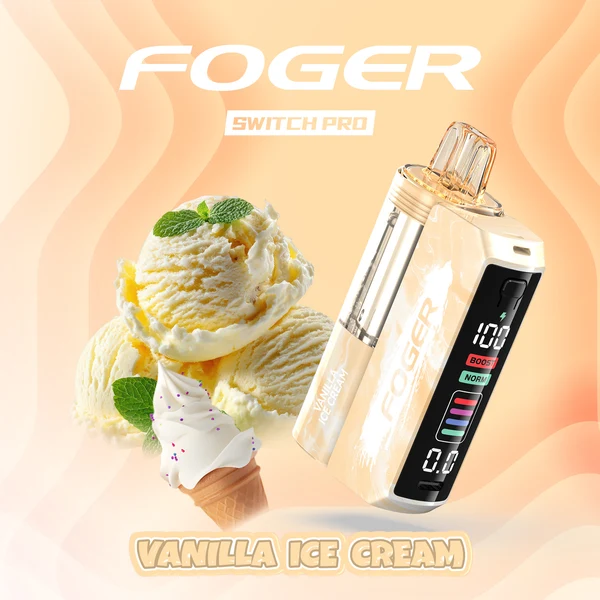 VANILLA-ICE-CRREAM Vanilla ice cream kit by Foger with the prefilled pod clicked into the 850mAh magnetic power bank dock