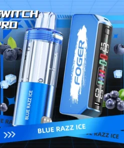 Blue Razz Ice kit with the prefilled pod clicked onto the reusable Switch Pro power bank dock