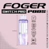 Blueberry cotton candy pod by Foger clicked into the Switch Pro power bank, clear 19mL tank visible