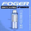 Blueberry watermelon Switch Pro pod by Foger with a clear 19mL tank clicked into the magnetic charging dock