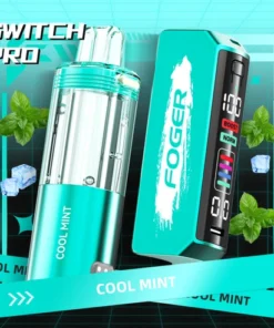 Cool Mint Pro Kit — Foger Switch Pro prefilled pod clicked onto the reusable 850mAh power bank dock