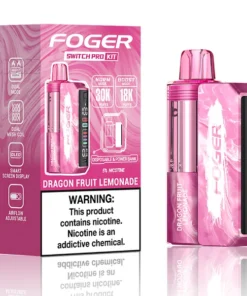 Dragon fruit lemonade kit – Foger Switch Pro Kit with prefilled pod and reusable power bank dock on a white background