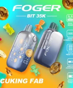 Fcuking FAB Bit 35K disposable vape with transparent shell and Bitcoin chip-board artwork