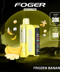 Frozen banana pro kit by Foger with the prefilled banana pod clicked into the 850mAh magnetic power bank dock