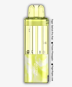 Frozen pineapple Switch Pro pod by Foger with a clear 19mL tank clicked into the magnetic charging dock