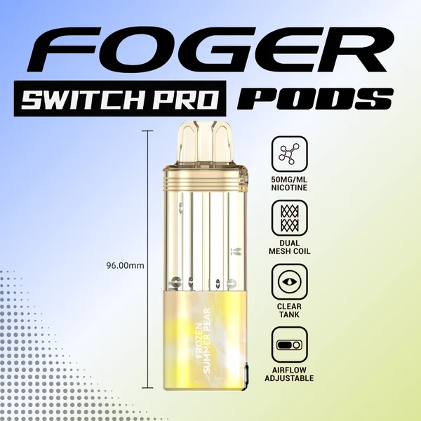 frozen-summer-pear-foger-switch-pro-30k-puffs-disposable-pod-cover Frozen Summer Pear Foger Switch Pro 30K disposable vape pod – 30,000 puffs, 1.0Ω dual-mesh coil