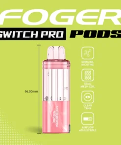 Frozen watermelon Switch Pro pod by Foger with a clear 19mL tank seated in the magnetic charging dock
