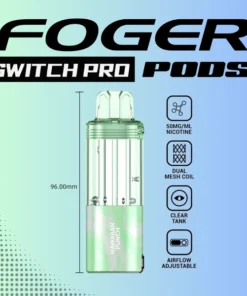 Hawaiian Punch Switch Pro pod by Foger with a clear 19mL tank clicked into the magnetic charging dock