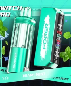 Miami Mint Pro Kit with prefilled pod snapped onto the reusable Foger Switch Pro power bank dock