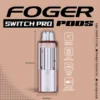 Pineapple coconut pod for the Foger Switch Pro with a clear 19mL tank next to the magnetic dock