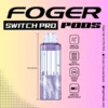 Purple passion punch pod by Foger, a 19mL Switch Pro pod in grape and dark berry beside the magnetic charging dock