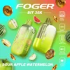 Foger Bit 35K sour apple watermelon 35k disposable with clear tank, curved OLED screen and Bitcoin artwork