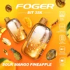 Sour Mango Pineapple 35K Foger Bit disposable with transparent tank and Bitcoin chip-board artwork