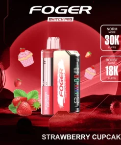 Strawberry cupcake pro kit with the prefilled pod clicked into the reusable 850mAh power bank dock