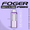 Strawberry ice Switch Pro pod seated in the Foger magnetic dock with its clear 19mL tank visible