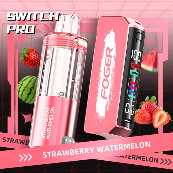 strawberry-watermelon-foger-switch-pro-30k-puffs-disposable-vape Strawberry watermelon kit — Foger Switch Pro Kit 30K with prefilled pod clicked into the reusable power bank dock