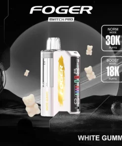 White gummy pro kit by Foger with the prefilled pod clicked into the 850mAh magnetic power bank dock